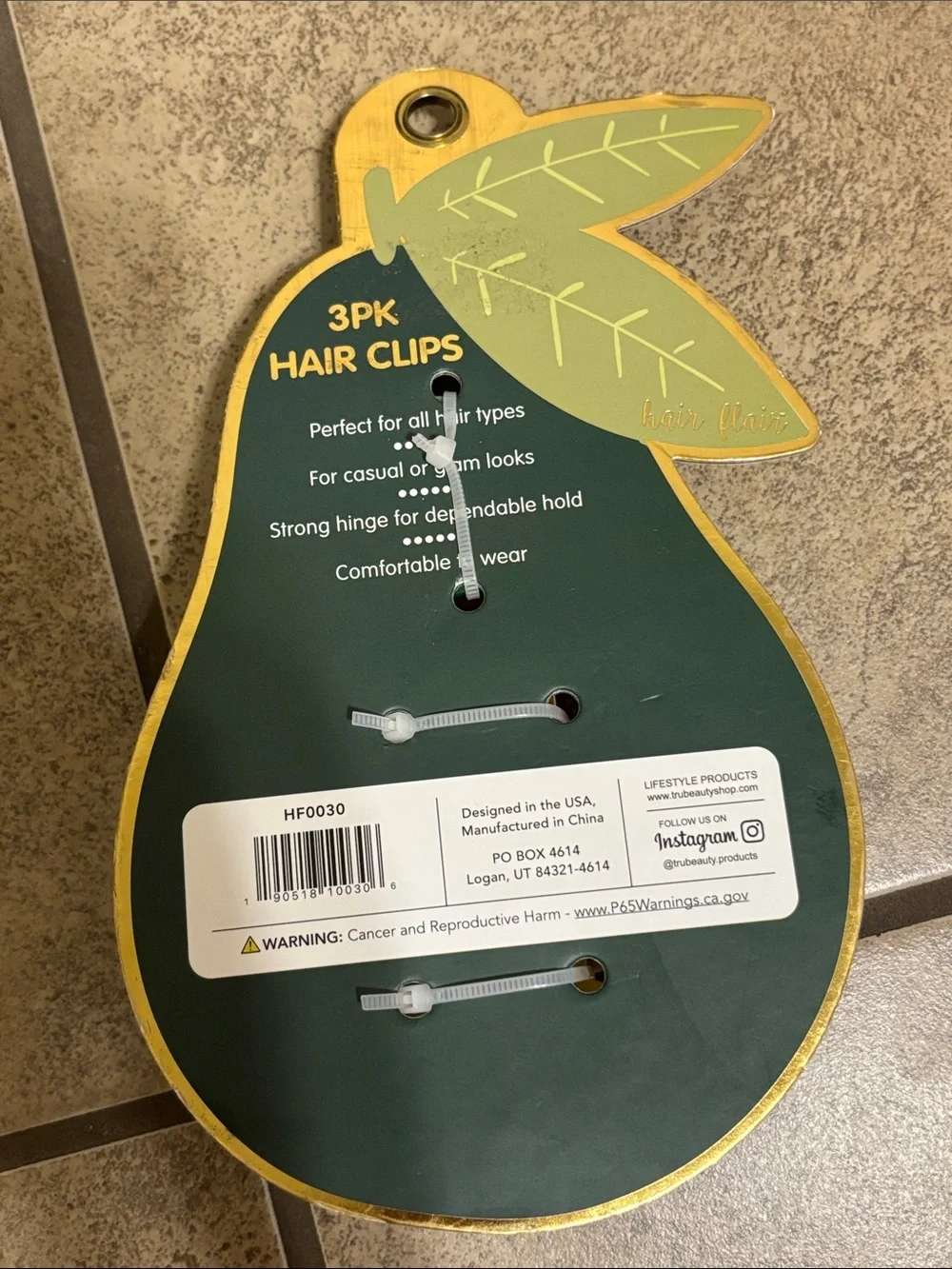 New 3 Pack Guacamole Hair Clips